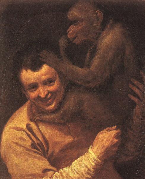 Annibale Carracci A Man with a Monkey oil painting image